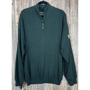 Scottish Winds Sweater Men's XL Green 1/4 Zip Knit Pullover Lined Acrylic Golf